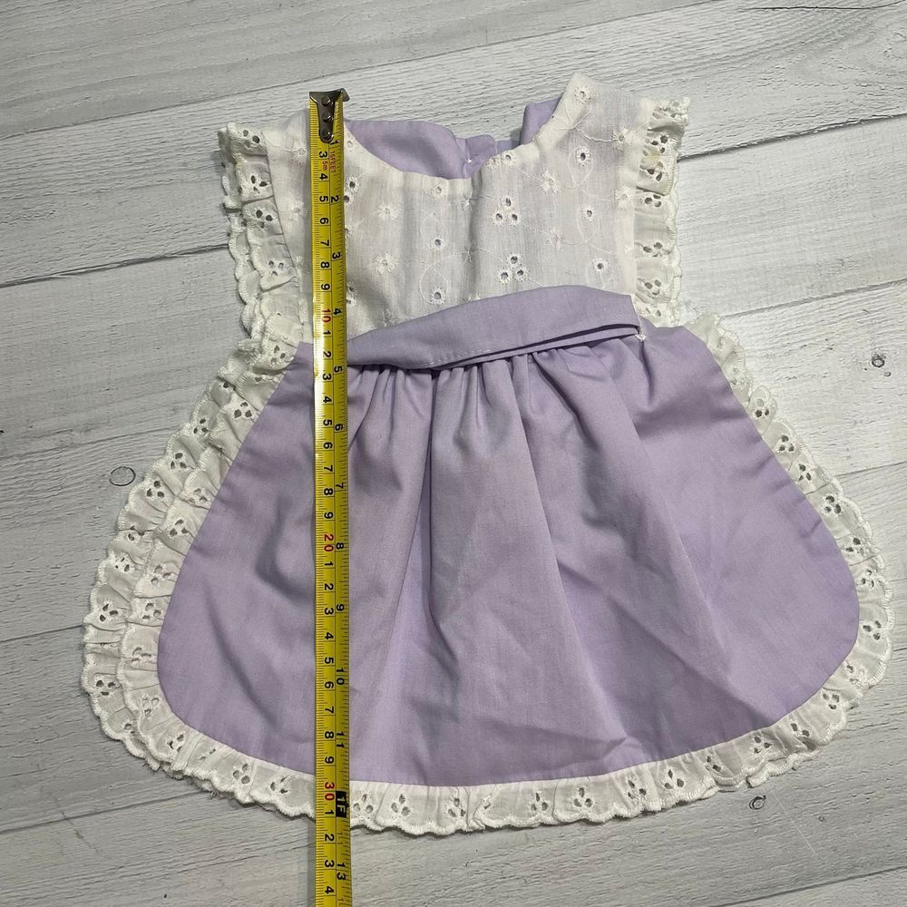 Vintage baby apron dress purple and white 18 months - Picture 7 of 8